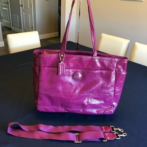 Coach F1120-F17949 Magenta Diaper Bag EUC